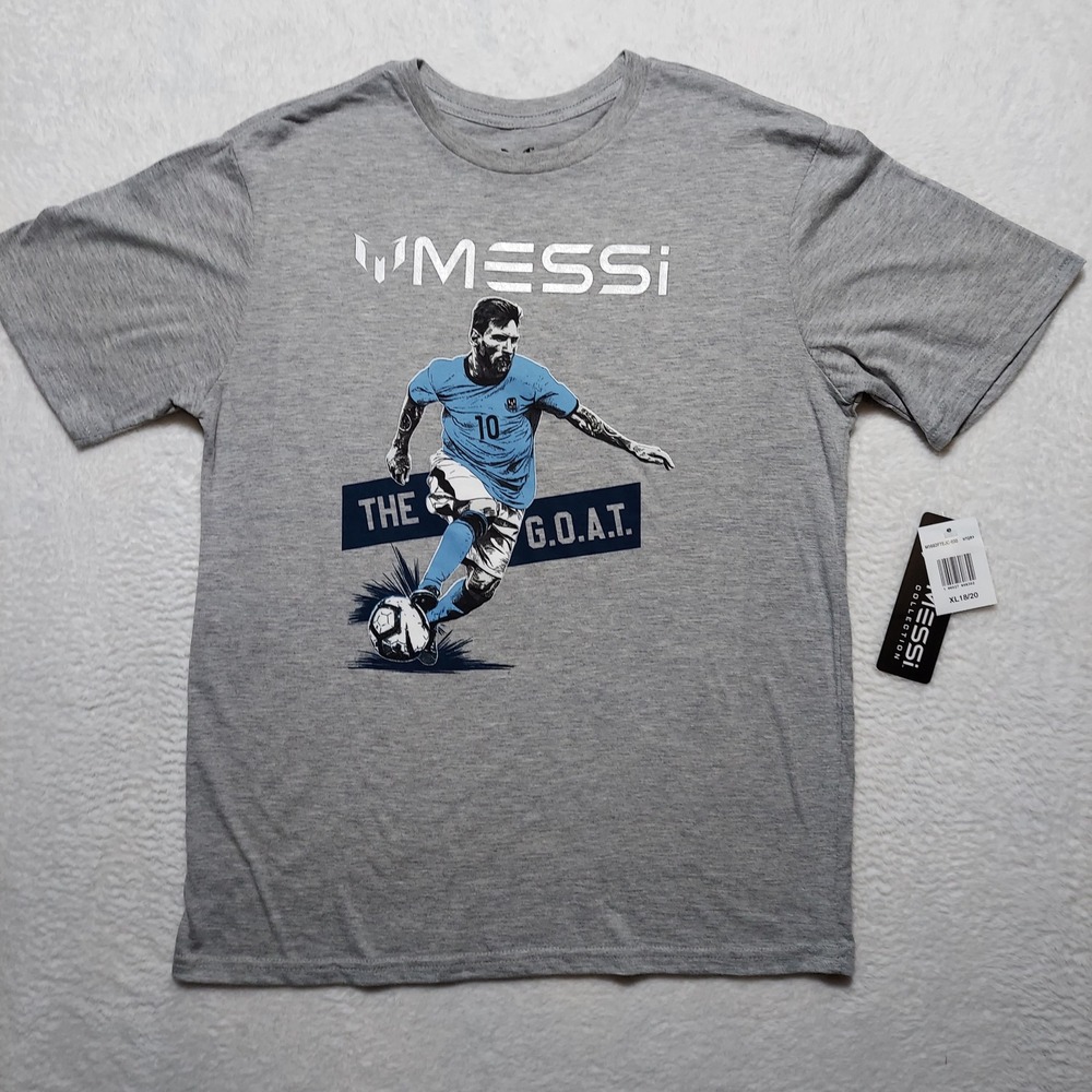 Messi Collection T-Shirt Boys XL 18/20 Gray The G.O.A.T. Graphic Tee M5682FTEJC